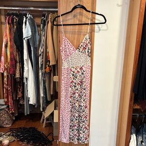 Zara Pink and White Floral Midi Dress